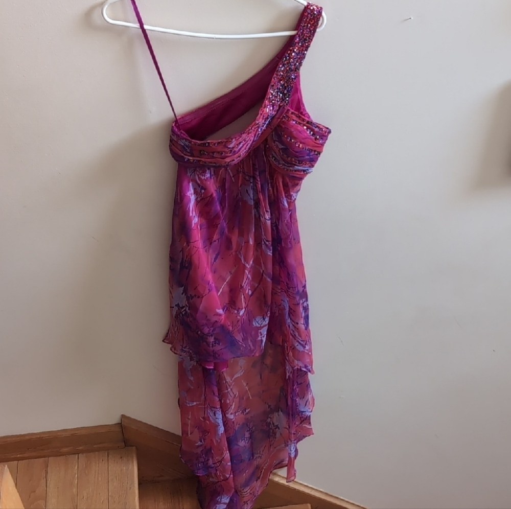 Pink Asymmetrical One-Shoulder Sundress